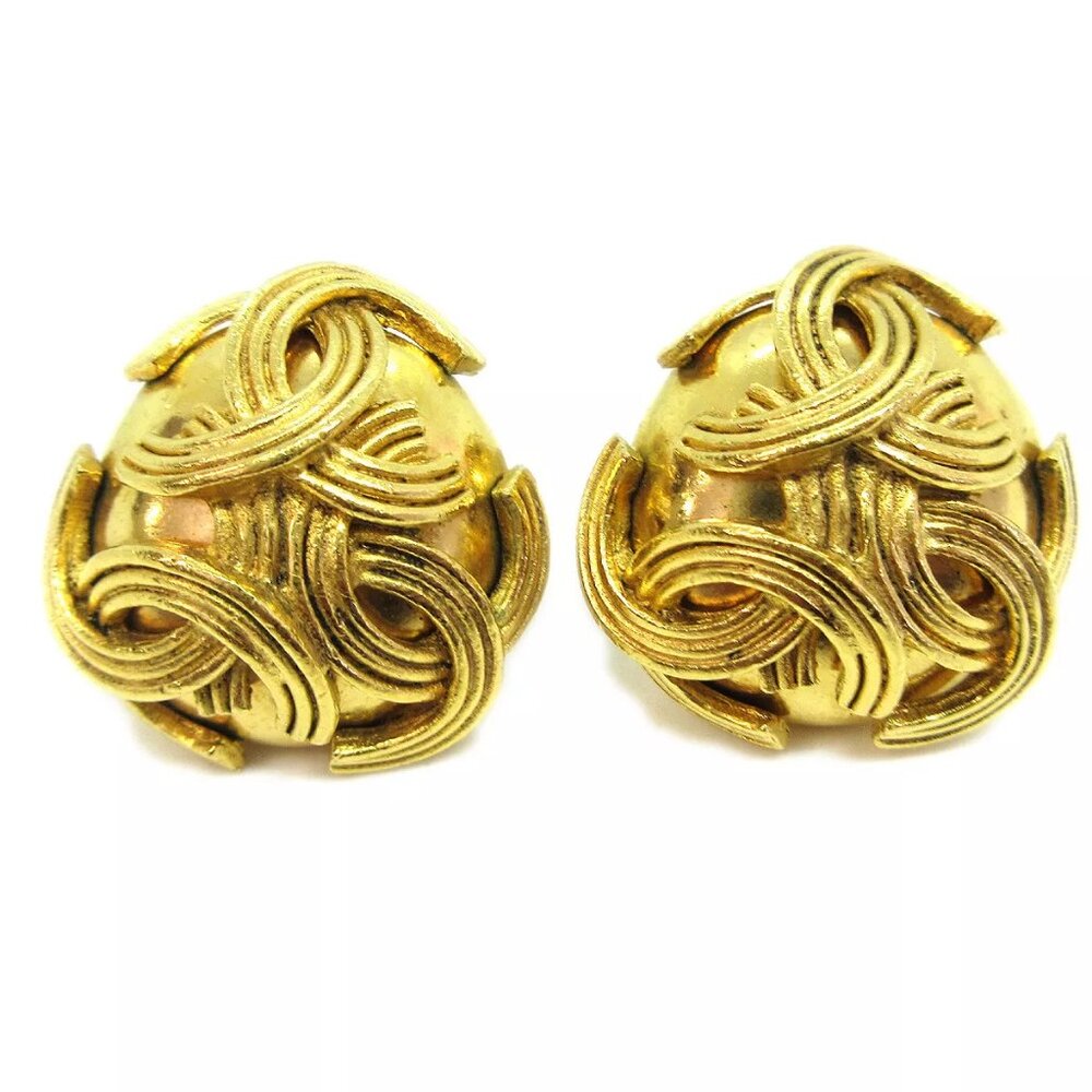 Chanel Triple CC Earrings Clip-On Gold 94A 62398